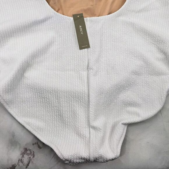 J Crew Swim 24 3X White One Piece Square Neck Textured Bikini Full Coverage - Picture 6 of 12